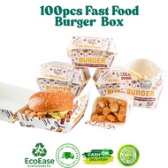 100pcs Burger Box - Food Packaging Box Disposable - Burger Take Out Box - EcoEase Disposables Burger