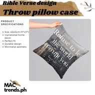 Bible Verse Pillow Cover – Inspirational Printed Cushion Case | 17"x17" Home Decor Throw