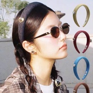 <iHeart Letter>Cream Heart Metal Oil Drop Inlaid Diamond Retro Denim Headband High Skull Top Hairban