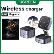 UGREEN 2-in-1 25W Magnetic Wireless Charger Stand Qi2 MPP Foldable Charging Stand Supports 15W Fast 