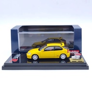 Hoy Japan 1/64 Civic TYPE R (EK9) With Engine Display Model Yellow HJ642016Y Diecast Toys Car Collection Gifts