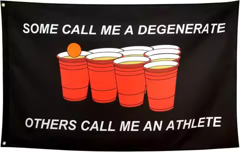 Funny Meme Degenerate Athlete Banner Sign Flag Beer Gift for Drinking Party Pub Night Humor Costume