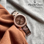 [Original] Alexandre Christie 2A48 BFBROBO Multifunction Women's Watch with Brown Dial Brown Stainless Steel