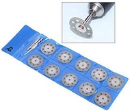 10pcs 25mm 8 Holes Rotary Mini Diamond Circular Saw Blades Cutting Wheel Discs + 2 Mandrel Cutting Disk Kit