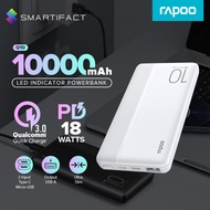 Rapoo Q10 10000mAh Power Bank QC 3.0 Fast Charge Powerbank Li-polymer Light Indicator Quick Charging