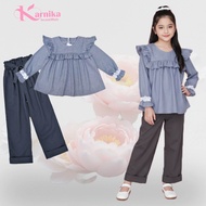 stelan baju anak perempuan 1-14 tahun set blous dan celana kulot panjang bahan import