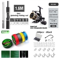 SHIMANO Reel Rod Joran Pancing Fishing Reel Spinning Rod Set Batang Pancing 1.8M  Set Rod Pantai Telescopic Fishing Rod Saltwater Freshwater Fiber Glass Telescopic Fiber Glass Telescopic rod udang galah 5:2:1