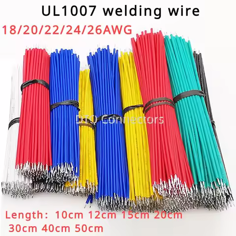 100PCS 6 Colors 26/24/22/20/18AWG jumper soldering wire UL1007 wire connection wire double ended tin