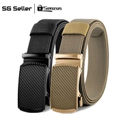 [SG SELLER] Men Elastic Nylon Belt Automatic Buckle Tactical Golf Belt Stretch Canvas Belt 120cm