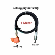 selang pigtail gas 12kg drat 1/2" + regulator
