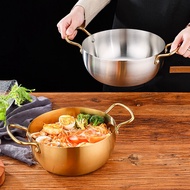 Stainless Steel Ramen Pot Korean Style Instant Noodle Pot Household Soup Pot Instant Noodles Pot Thickened Binaural Induction Cooker Small Saucepan