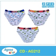 (3pc) CD Agree Kids AG 212 | Boys' Rubber Boxer Briefs with Print Pattern | Children's CD - Kshop