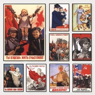 Vintage Soviet USSR Communist Propaganda Poster Lenin WW2 Stalin Collection Canvas Painting Wall Art
