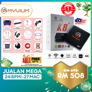 [Ready Stock NEW ARRIVAL] MYVIU K8 MALAY VERSION 4GB RAM 64GB Memory Support 6K Resolution Dual Wi-Fi Free Lifetime IPTV MYVIU K2 Upgraded Version for Smart TV Android TV TVBOX