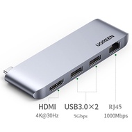 Ugreen 20490 USB To 2 x USB3.0 type-A + 4k30hz HDMI + 1 Lan giagabits RJ45 USB type C