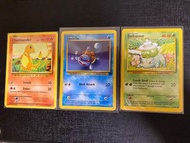 初版 英文 中古舊罕有 Pokémon 寶可夢卡 初代御三家 妙娃種子 傑尼龜 小火龍