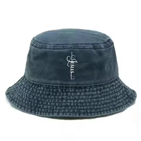 Jesus God Cross Bucket Cap Distressed Hats Cap Jesus Faith Men Retro Outdoor Summer Adjustable Hat B
