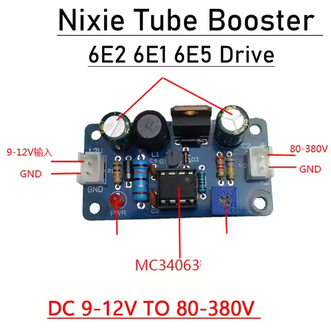 MC34063 Nixie Tube boost POWER Module DC 9-12V TO 80-380V 170V Glow clock Magic Eye 6E2, 6E1, 6E5 Tu