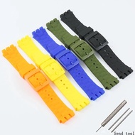 ⓥWatch Accessories Silicone Strap Pin Buckle for Swatch 21mm suuk400 suuw100 Diving Men's and Wo l웃