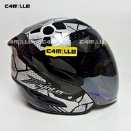 NEWEST GM FIGHTER RD BLACK SILVER HALF FACE HELMET