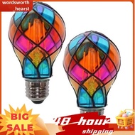 Colorful Painted Glass LED Light Bulb E26 4W 120V Stained Glass Light Bulb 2 Pack LED Light Bulb Rom