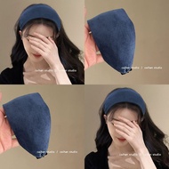 群青苍苍~雾霾蓝绒面头箍女高级感宽边不勒头压发防滑发卡盘发器26.7.13cc Azure blue~Haze blue velvet headband for women, high-end, wi