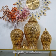 Ceramic Flower Vase Yellow Gold Gold Ginger Jar One Set Tochin Home Decoration| Fanybella