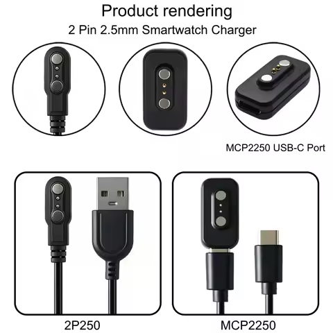 2P250/MCP2250 Magnetic Smartwatch Charger(Version A +Version B) For 2 Pin 2.5mm Smart Watch(Only One