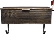 Oakland Living AZ620-ANTIQUE-BRONZE Antique Bronze Patriotic Metal Outgoing Mail Flag and Newspaper 