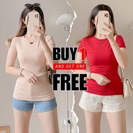 VixenBoutiquePH RTW Blake Buy 1 Take 1 Basic Slim Fit Round Neck Full Length Double Lining in Front 