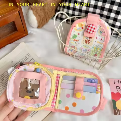 【X】Dopamine Summer Mini Multi-layer Card Holder Portable Storage Bag Cartoon Design Compact Women Wa