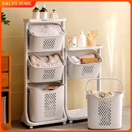Salvo 2/3/4 Layers Laundry Basket With Wheels Bathroom Dirty Clothes Storage Basket Organizers 洗衣籃