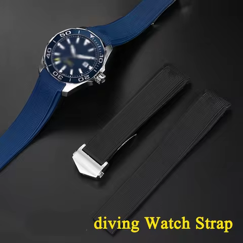 21mm 22mm Rubber Silicone Watch Strap Waterproof Bracelet Watchbands For TAG Heuer diving Series WAY