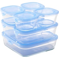 Iwaki Heat-Resistant Glass Storage Container Set, Blue - 7 Pieces【PSC-NPR-B7】