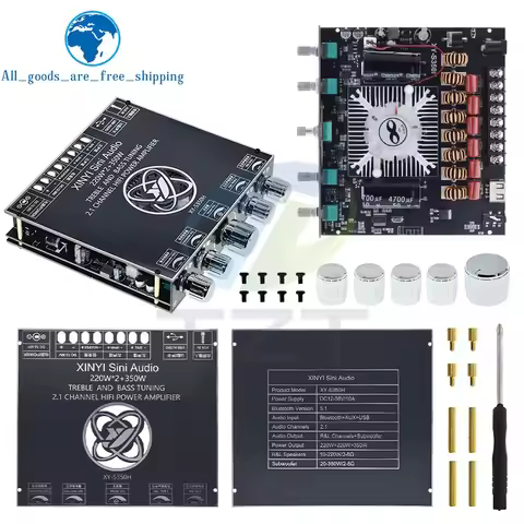 XY-S350H 220Wx2+350W Amplifier Board TPA3251D2 2.1 Dual Channel Support Sinlink App BT5.1+AUX+USB So