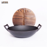 Wok Cast Iron Uncoated Non-stick Pan with Temperature Control