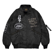 Salvio Hexia Jacket Flight Pilot Jaket Vintage Casual Hitam Bordir Superior