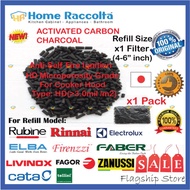 Refill Activated Carbon For Cooker Hood For x1 pc Filter (4-6 inch) Refill Charcoal For Rubine Elba Electrolux Zanussi Tellini Rinnai Faber For 1pc Filter (4-6"inches)