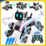 RC Robot Dog Electric Dual Remote Control Stunt Robot Dog RC Eight-Wheel Drive Kids Educational Toys