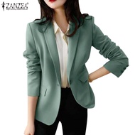 ZANZEA Women Korean Fashion Casual Barter Neck Long-Sleeved Blazer