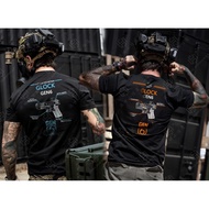 Ready Stock GLOCK GEN6 G17/G19 Gun Army Fans Tactical Competition Outdoor T-shirt Men's Casual 100% 