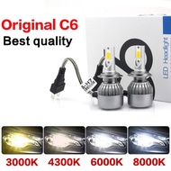 C6 LED Headlamp 4300k Ori C6 HID LED 12V COB Led H4 H3 H1 H7 H8 H11 9006 9005 881 880 kit Wira myvi 