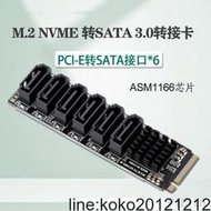 【詢價】PH516 M2 M-KEY PCIE3.0轉SATA6G 6口擴展NAS群暉硬盤擴容ASM1166