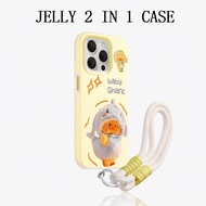 GANTUNGAN Jelly 2 In 1 Yellow Hanger Strap Shark and Duck Hat Case Xiaomi 15T Pro C75 C65 C71 C85 F7