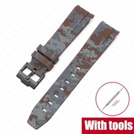 ☢ Camouflage Strap for Omega for Swatch MoonSwatch Curved End Silicone Rubber Bracelet Men Women Spo