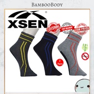 🍀🍀 [Ready Stock] 3Pair Bamboo Charcoal XSEN Deodorant Sock Stoking Bamboo (Crew Sock) XSK 71401