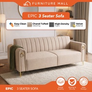 SKL Furniture EPIC 3 Seater PREMIUM VELVET ANTI SCRATCH/PET FRIENDLY FABRIC SOFA