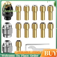 16Pcs Drill Chuck Collet Set, 1/32 to 1/8inch Drill Chuck Collet Set with 11Pcs Brass Collet, 3Pcs C