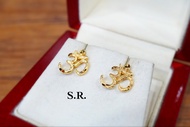 S.R.ต่างหูทอง ต่างหูโอมพ่นทราย พร้อมใบรับรองสินค้าเคลือบทองคำแท้ 100%