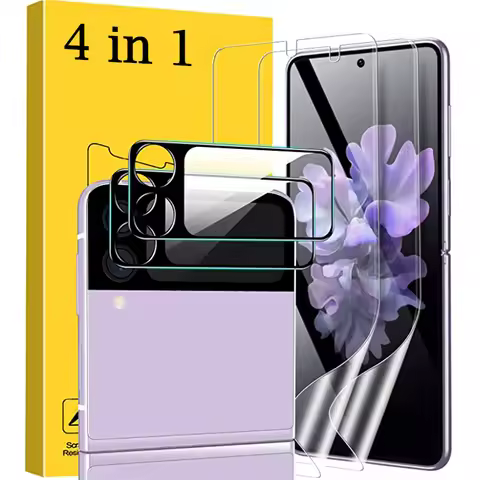 4 in 1 Soft Film for Samsung Galaxy Z Flip 3 5G Front Screen Protector zFlip3 Lens Glass Anti-scratc